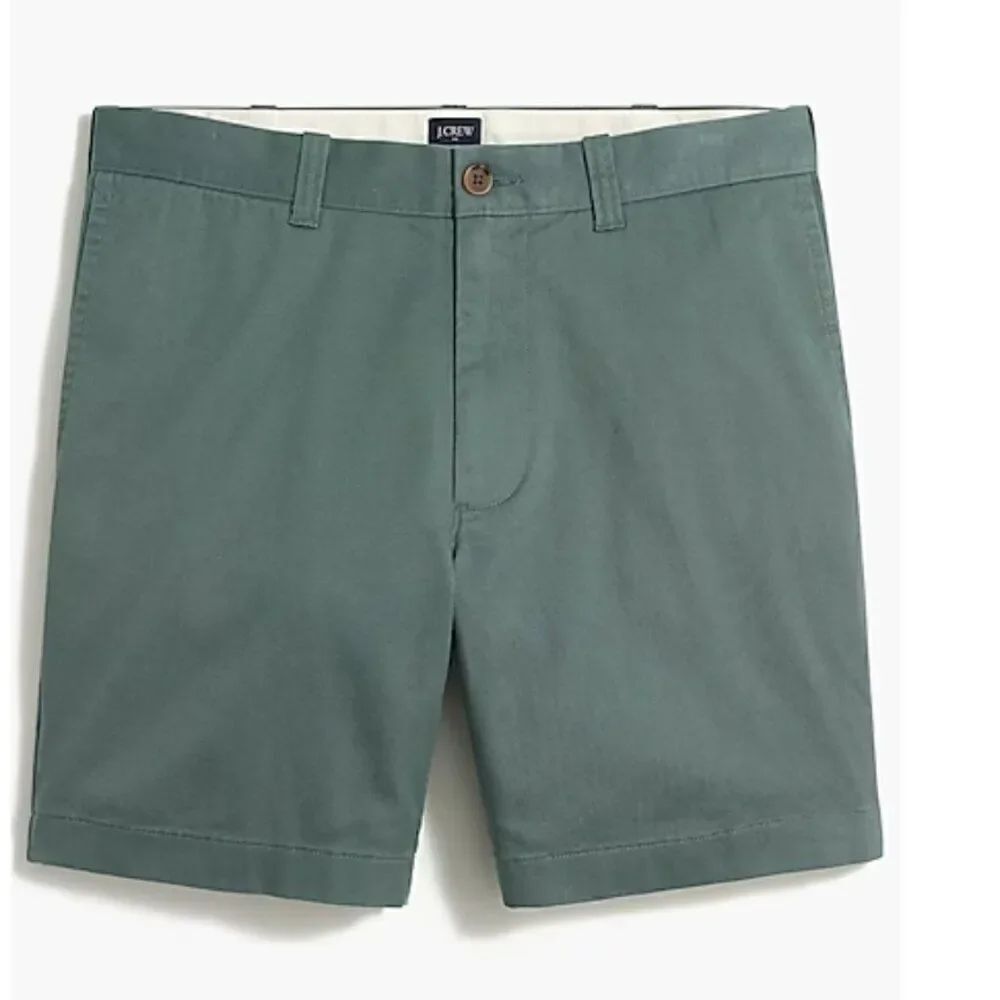 J. Crew Factory 7" flex chino shorts in Dark Eucalyptus size 36 NWOT- Flaw